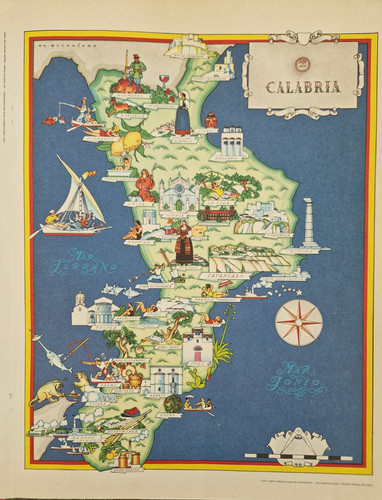 Calabria vintage cartina anni - calabria,