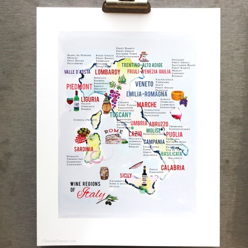 Italian wine map the - map,