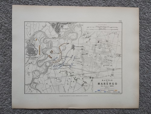 1850 antique map the - of, battle