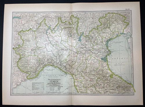 1897 mappa del nord - nord, italia
