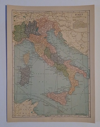 Vintage 1927 map italy the - italy,