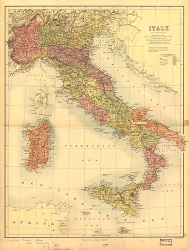 1890 map of italy - x, 24"