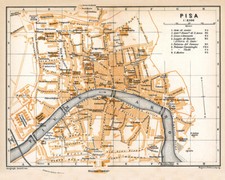 1910 Mappa di Pisa Italia di