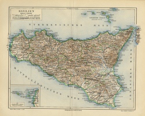 Antica mappa della sicilia - antica,